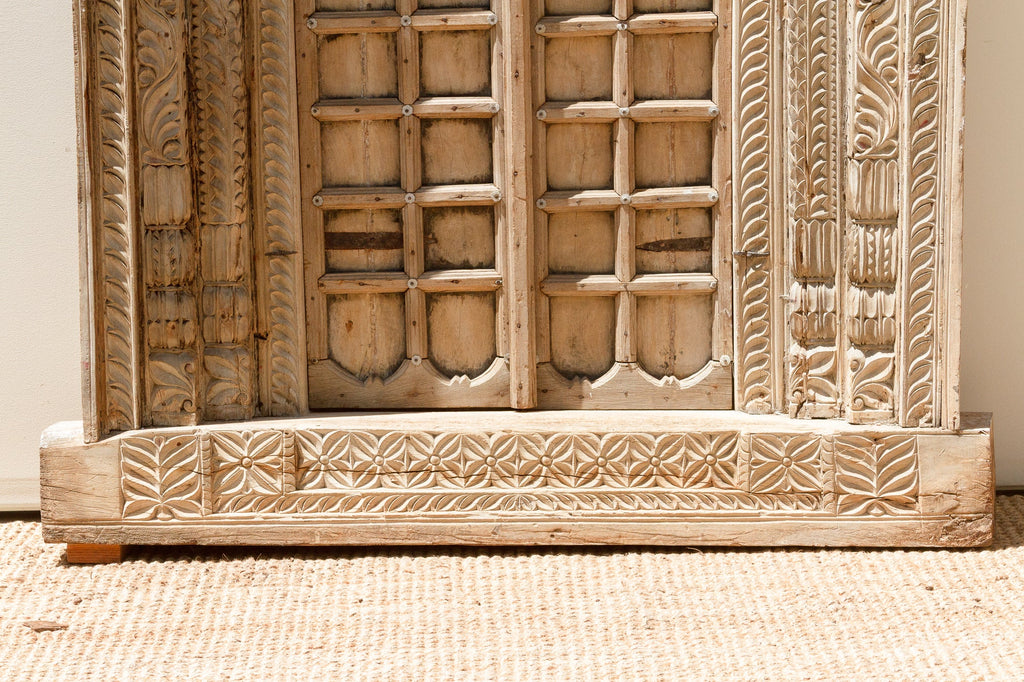Massive Heavily Carved Antique Thar Desert Entrance Door