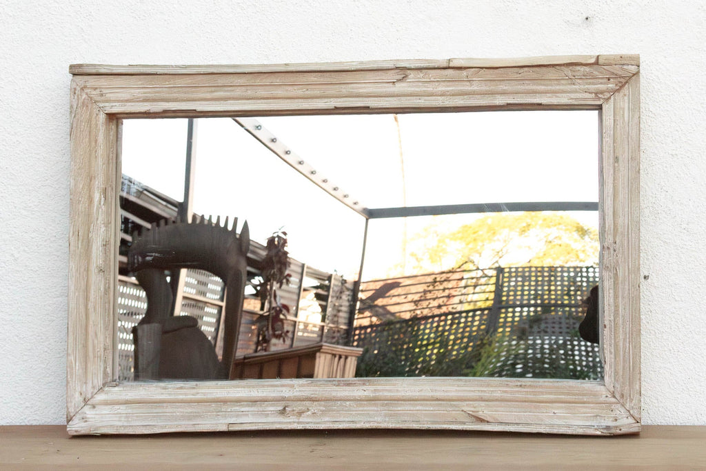Robust Framed Architechural Salvage Teak Mirror (Trade)