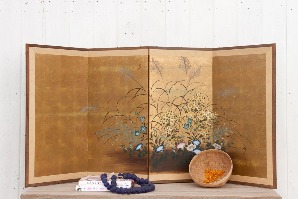 Golden Garden, Antique Japanese Screen