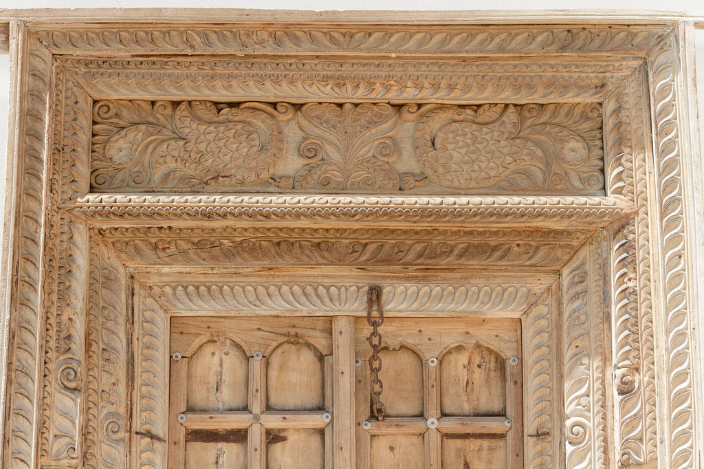 Massive Heavily Carved Antique Thar Desert Entrance Door
