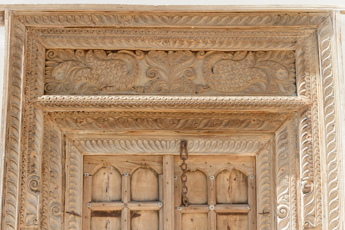 Massive Heavily Carved Antique Thar Desert Entrance Door