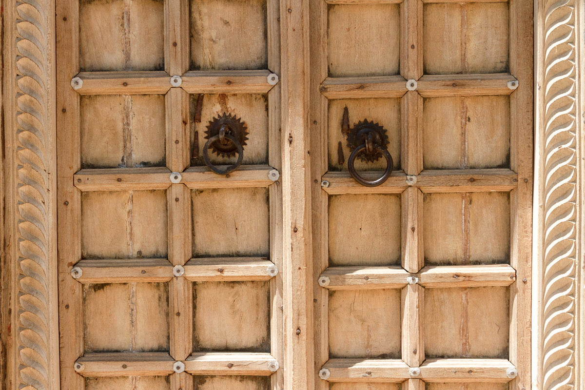 Massive Heavily Carved Antique Thar Desert Entrance Door