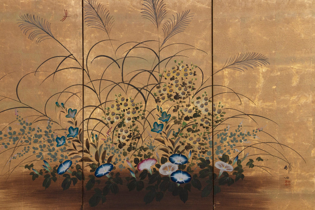 Golden Garden, Antique Japanese Screen