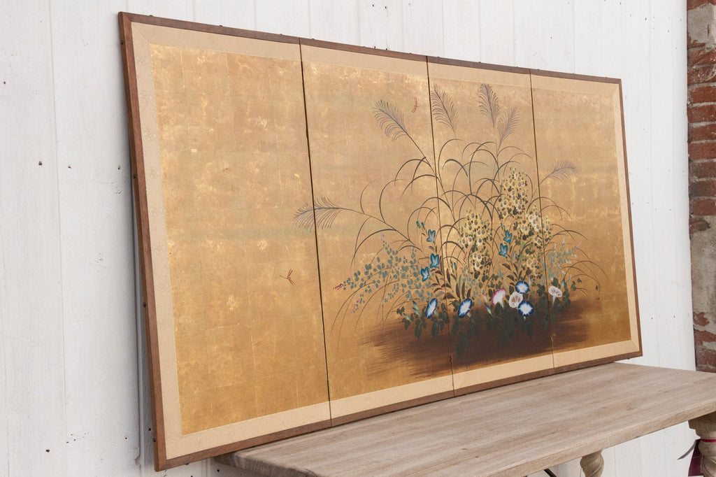 Golden Garden, Antique Japanese Screen
