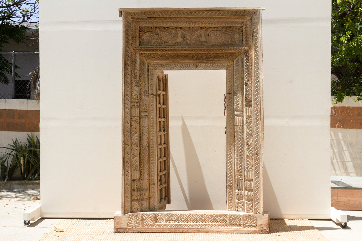 Massive Heavily Carved Antique Thar Desert Entrance Door