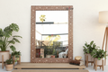 Grand Artisanal Floral Inlay Walnut Finish Mirror (Trade)