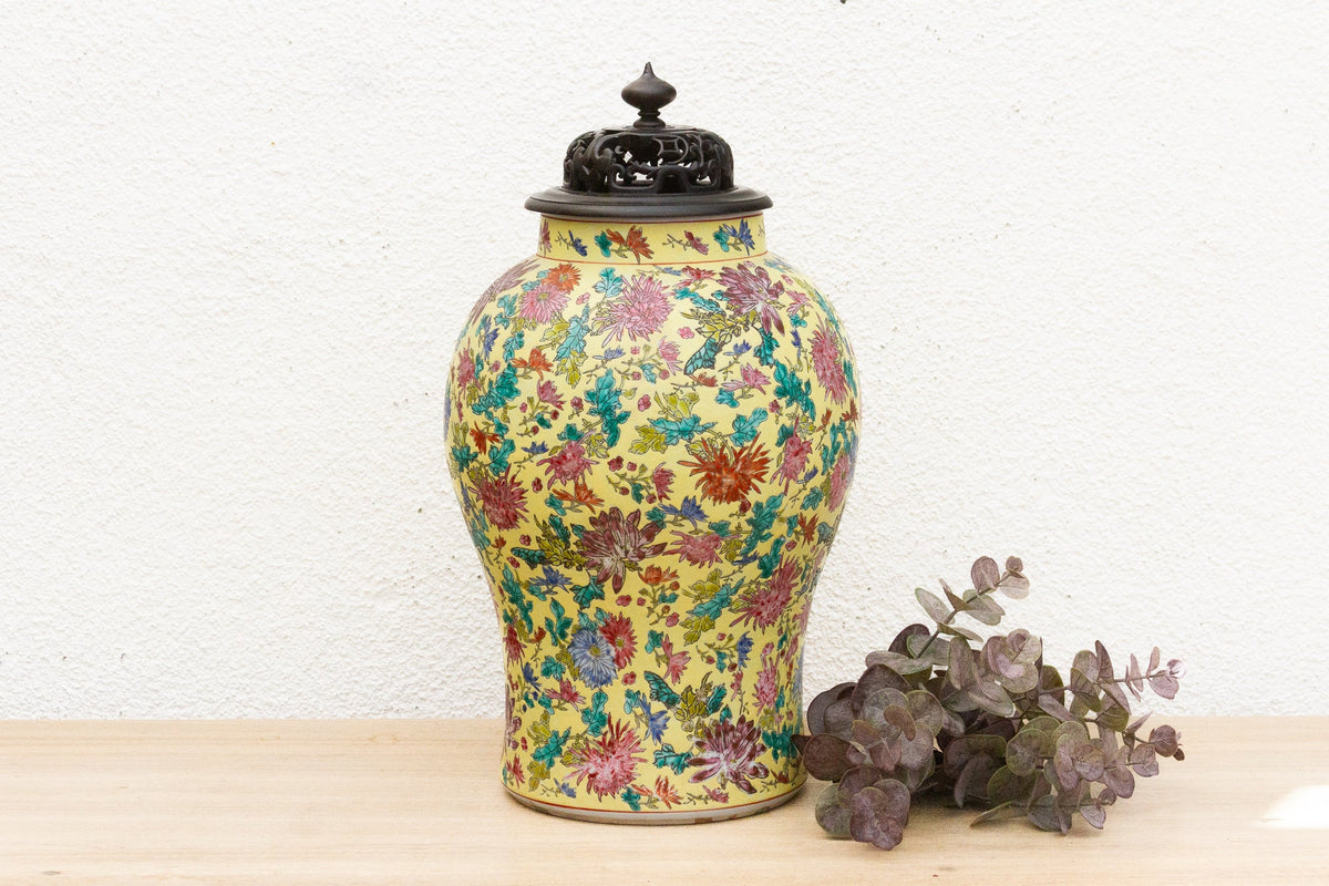 Vibrant Hand-Painted Floral Famille Rose Porcelain Vase