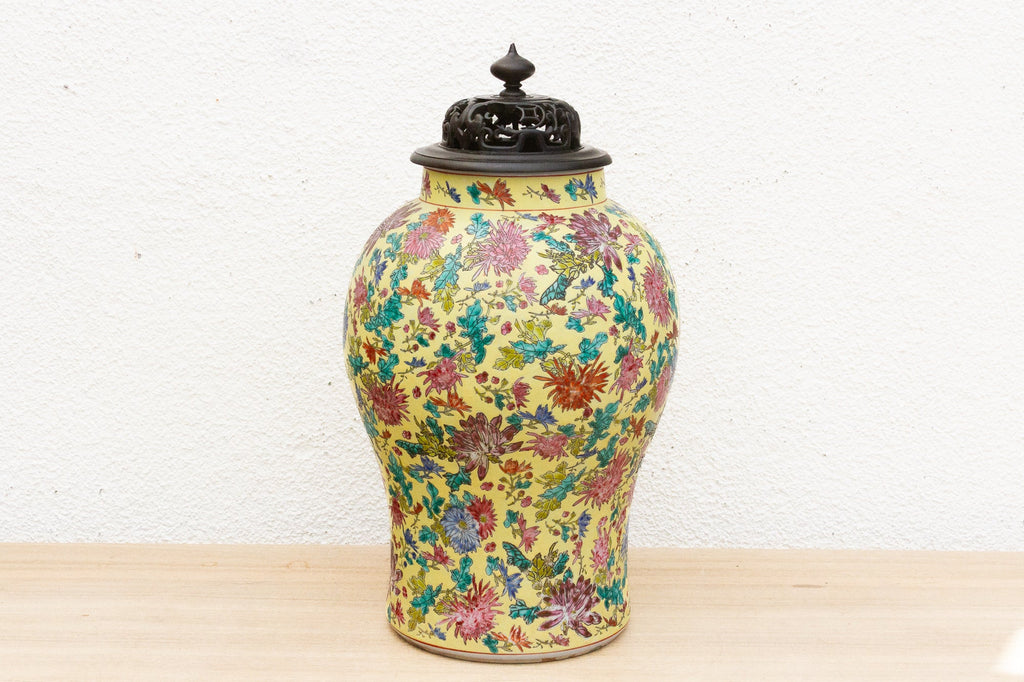Vibrant Hand-Painted Floral Famille Rose Porcelain Vase