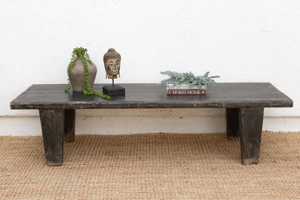 Rustic Midnight Black 72" Long Coffee Table