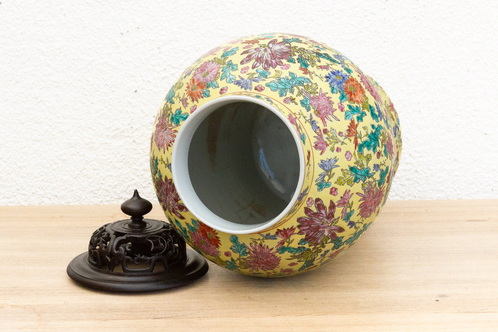 Vibrant Hand-Painted Floral Famille Rose Porcelain Vase
