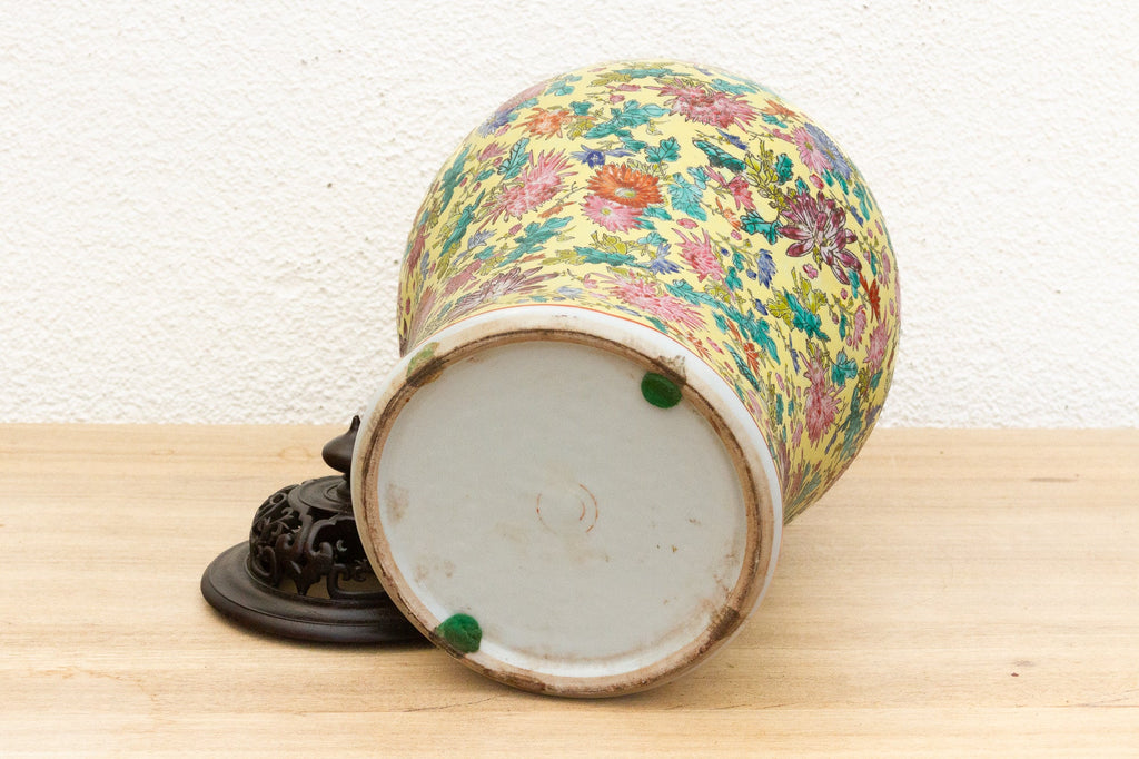 Vibrant Hand-Painted Floral Famille Rose Porcelain Vase