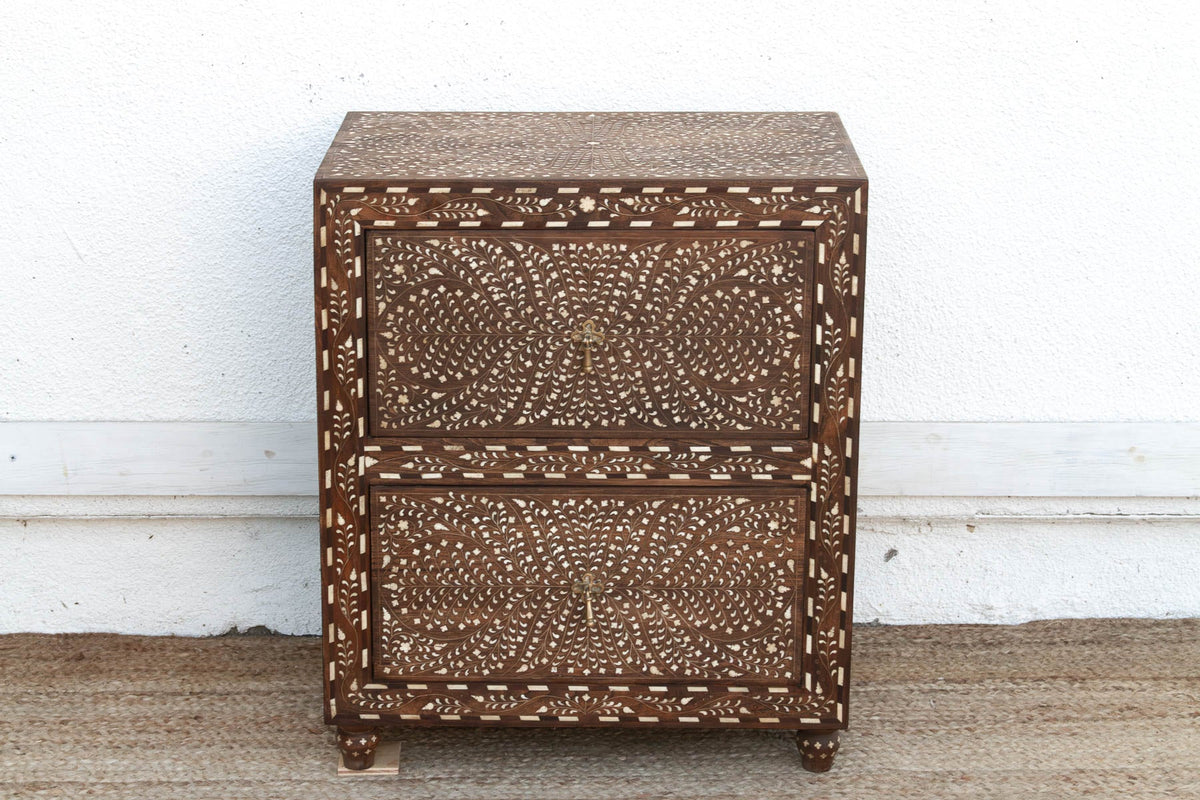 Dark Walnut Finish Finely Inlay Small Dresser (Trade)