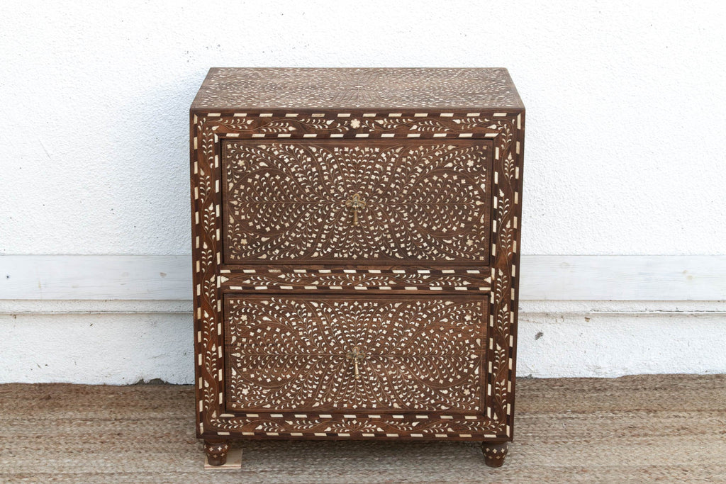 Dark Walnut Finish Finely Inlay Small Dresser