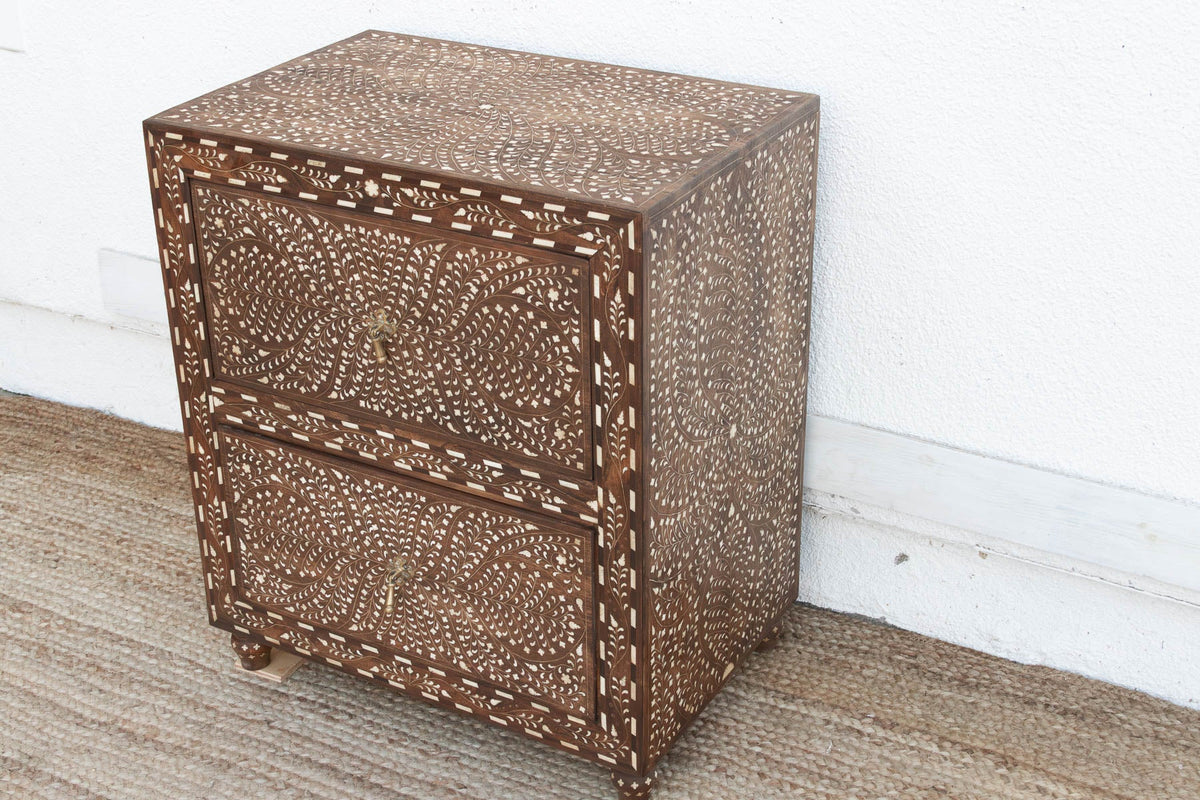 Dark Walnut Finish Finely Inlay Small Dresser (Trade)