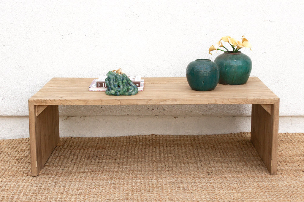 Reclaimed Elm Rustic Modern Waterfall Coffee Table