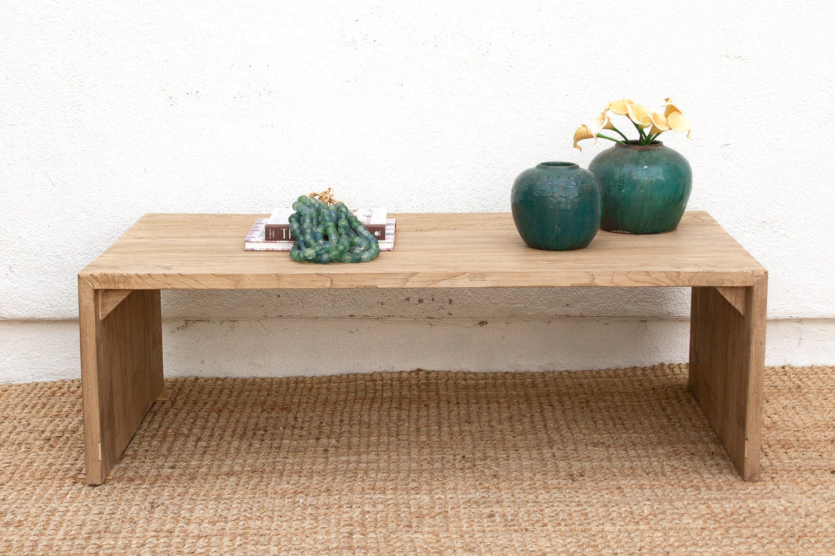 Reclaimed Elm Rustic Modern Waterfall Coffee Table