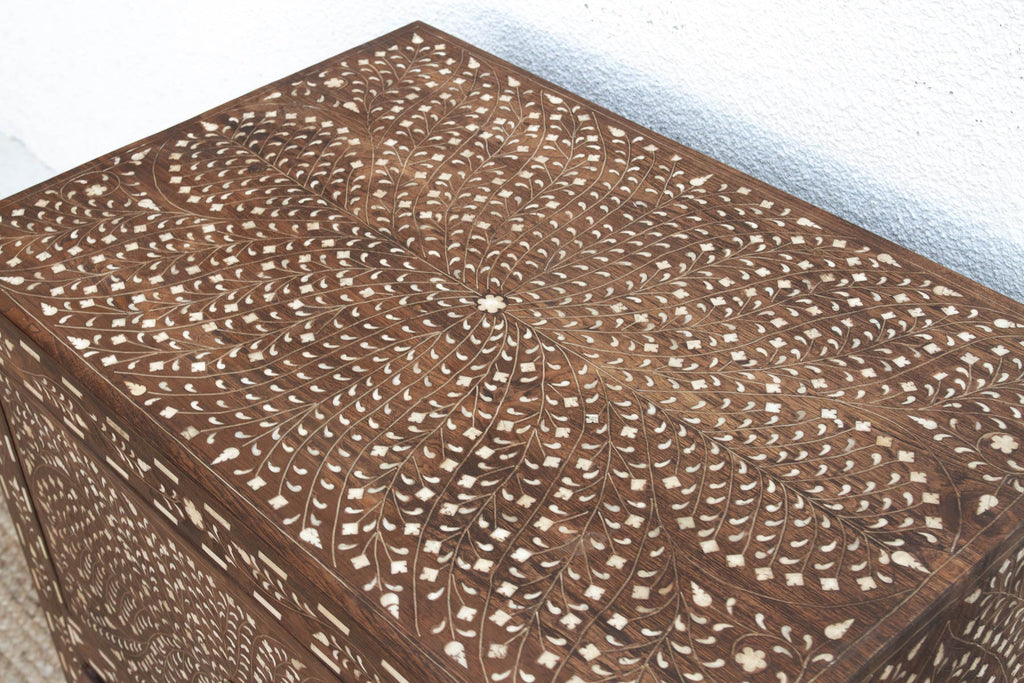 Dark Walnut Finish Finely Inlay Small Dresser (Trade)
