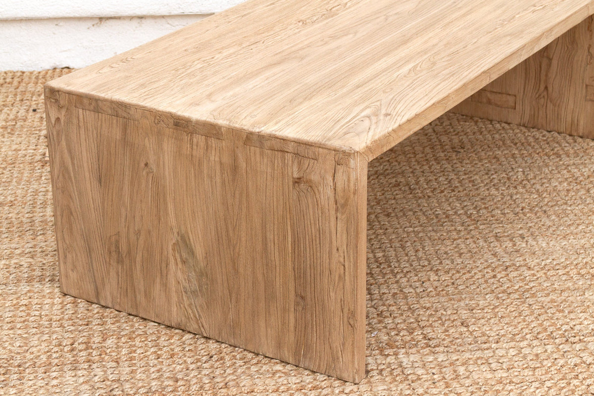 Reclaimed Elm Rustic Modern Waterfall Coffee Table