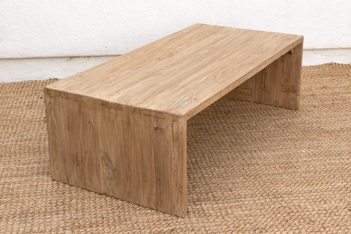 Reclaimed Elm Rustic Modern Waterfall Coffee Table