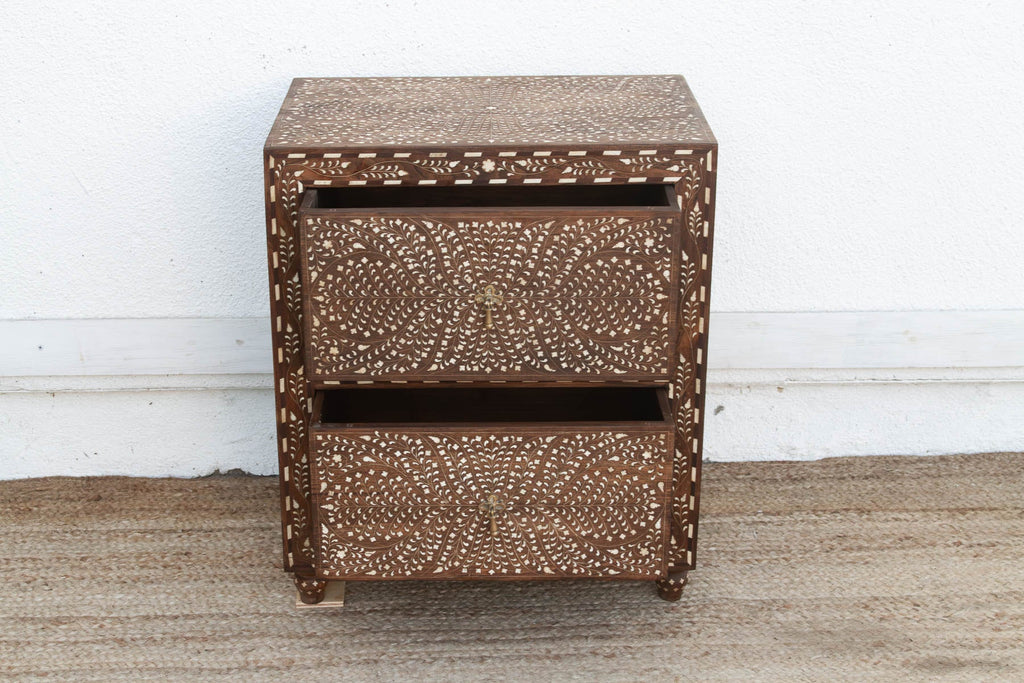 Dark Walnut Finish Finely Inlay Small Dresser (Trade)