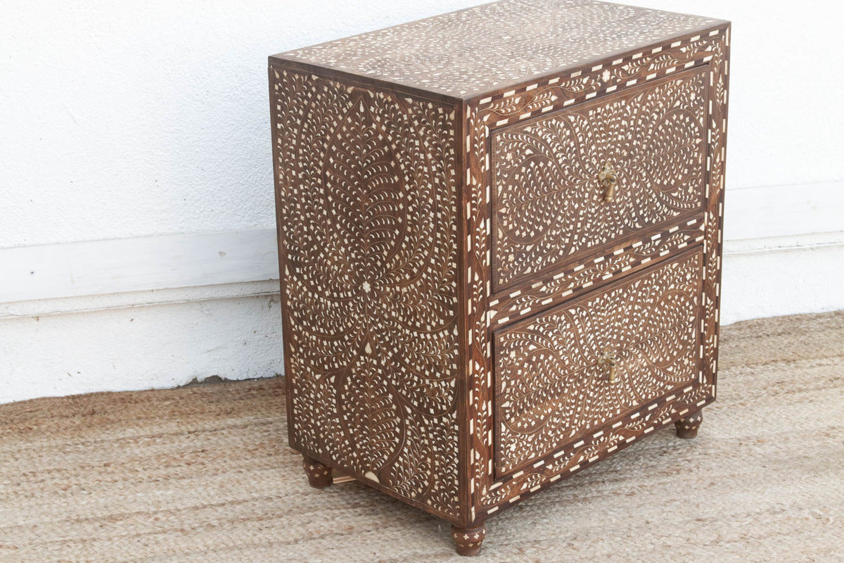 Dark Walnut Finish Finely Inlay Small Dresser (Trade)