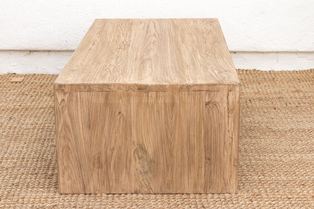 Reclaimed Elm Rustic Modern Waterfall Coffee Table
