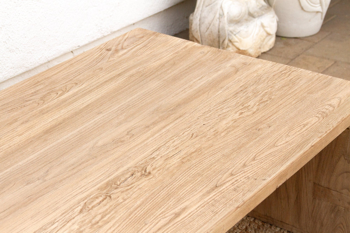 Reclaimed Elm Rustic Modern Waterfall Coffee Table