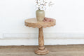 Intricate Floral Design Inlay Pedestal End Table