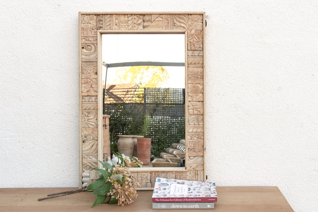 Rustic Bohemian Bleached Wood Mirror