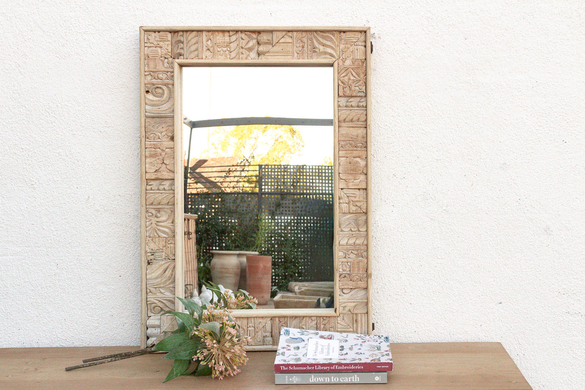 Rustic Bohemian Bleached Wood Mirror