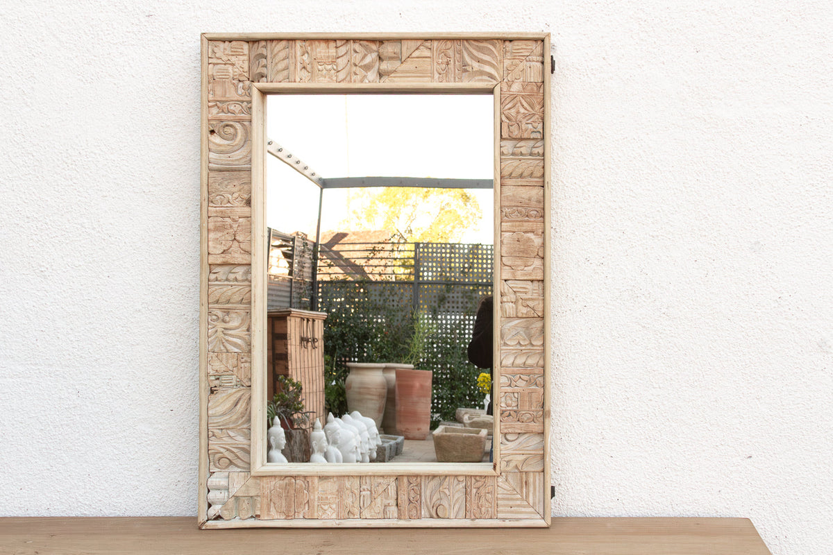 Rustic Bohemian Bleached Wood Mirror