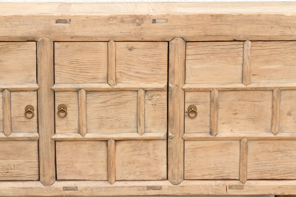 Rustic Bleached Wood 3-Door Grain Cabinet