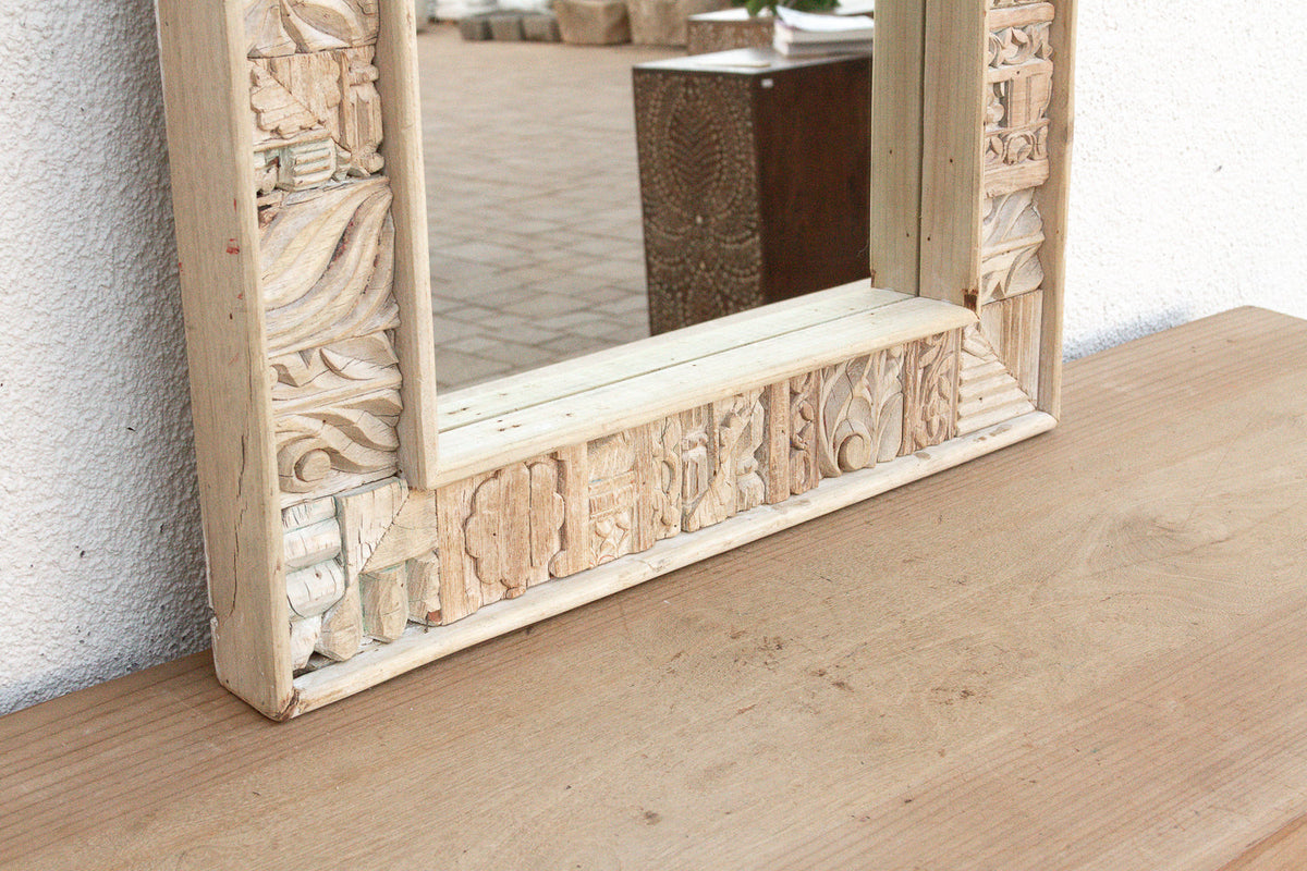 Rustic Bohemian Bleached Wood Mirror