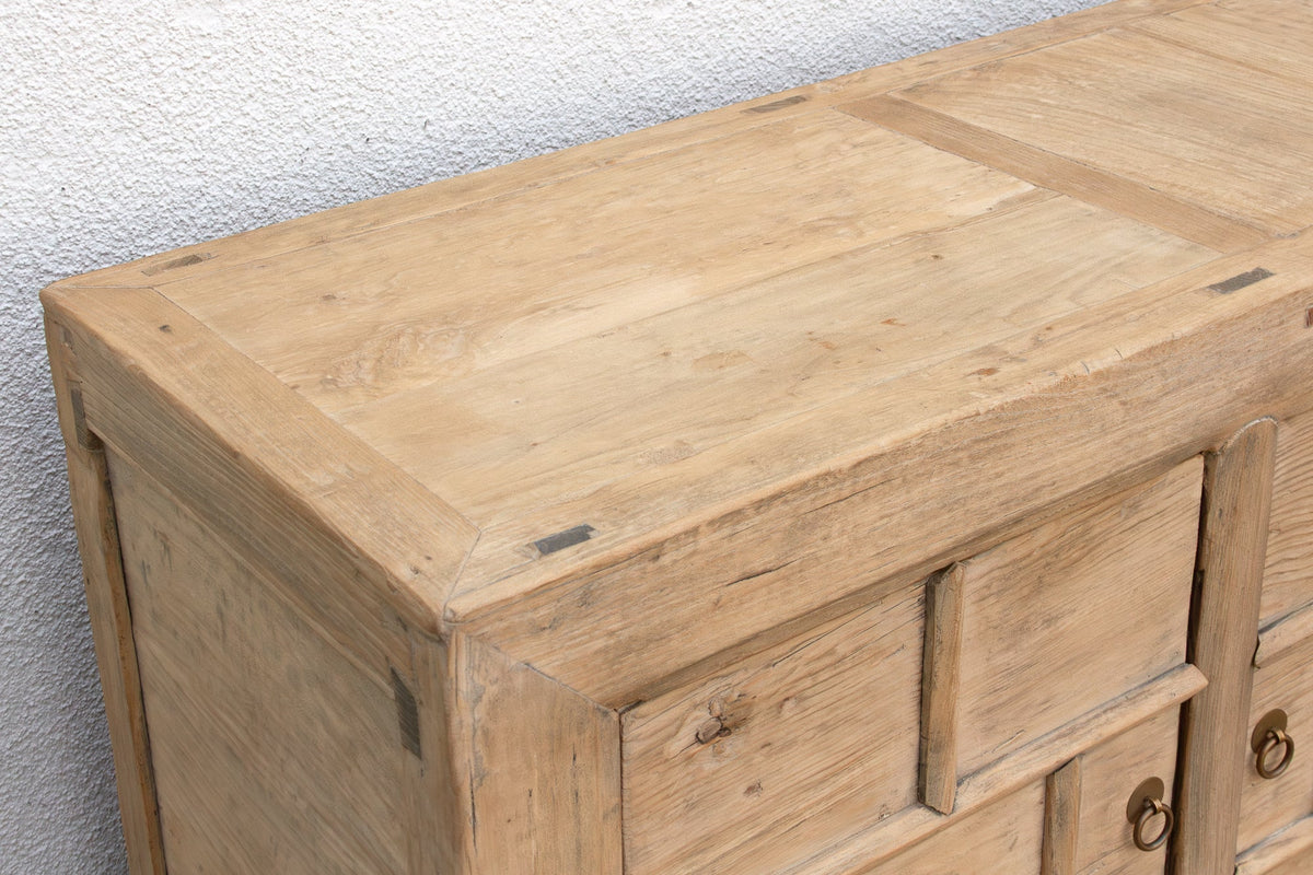 Rustic Bleached Wood 3-Door Grain Cabinet