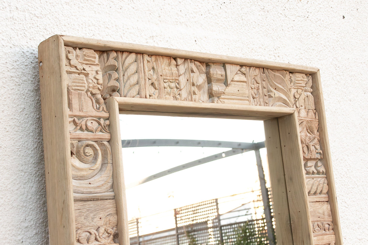 Rustic Bohemian Bleached Wood Mirror