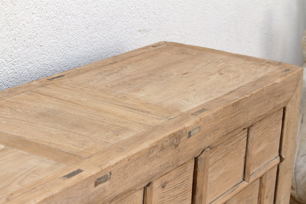 Rustic Bleached Wood 3-Door Grain Cabinet