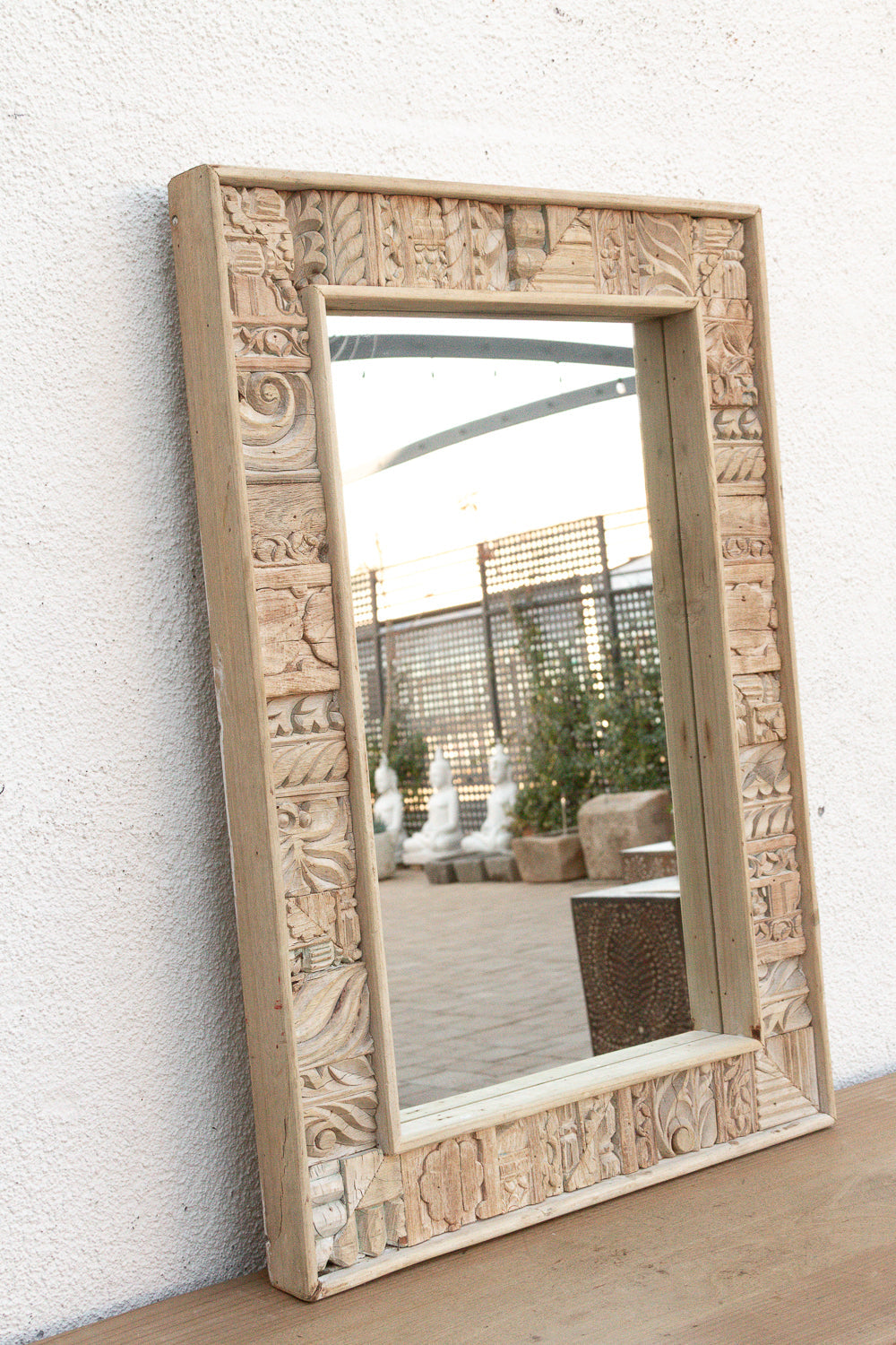 Rustic Bohemian Bleached Wood Mirror