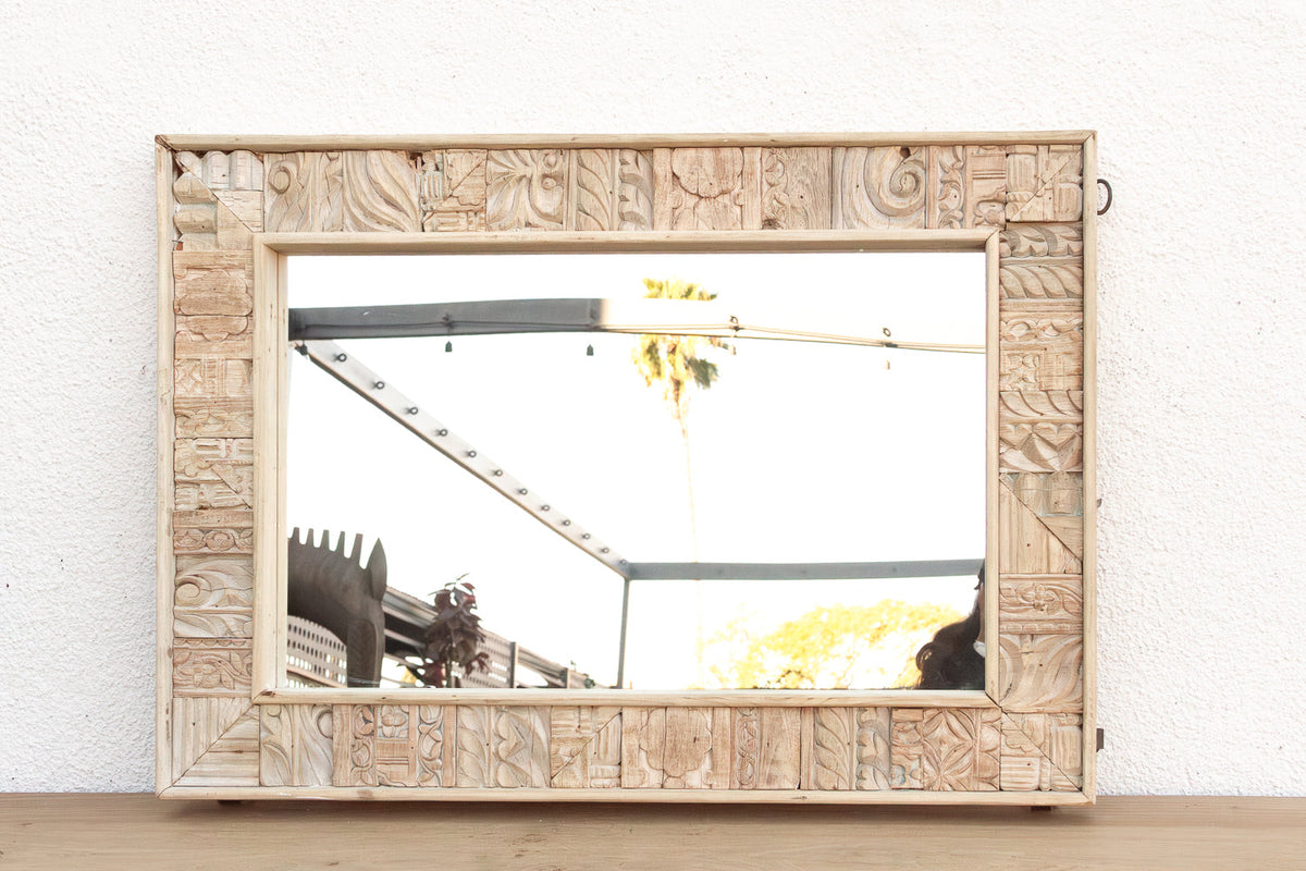 Rustic Bohemian Bleached Wood Mirror