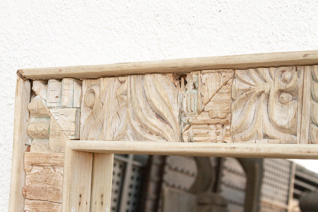 Rustic Bohemian Bleached Wood Mirror