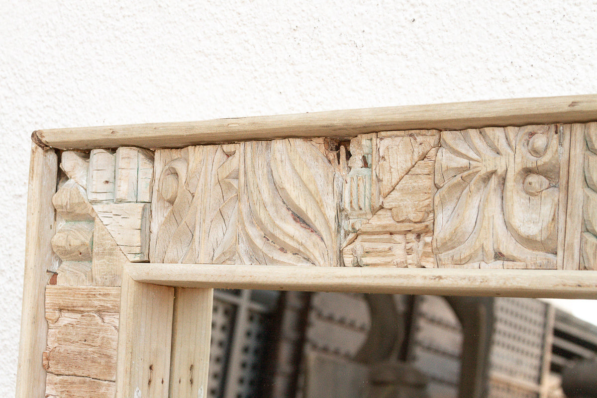 Rustic Bohemian Bleached Wood Mirror