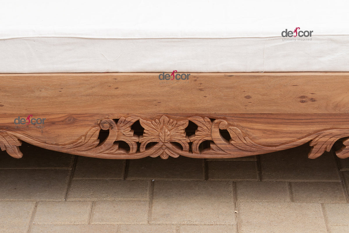 Grand 108" Long Royal Bali Carved Daybed