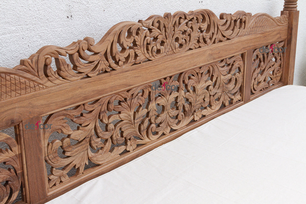 Grand 108" Long Royal Bali Carved Daybed