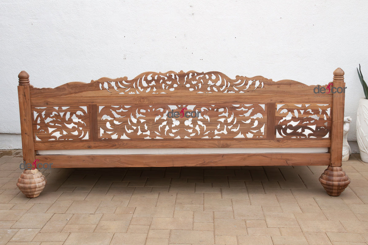 Grand 108" Long Royal Bali Carved Daybed