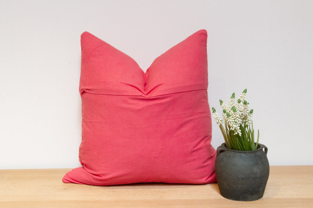 Candy Pink Hand-Stitched Pillow Cover