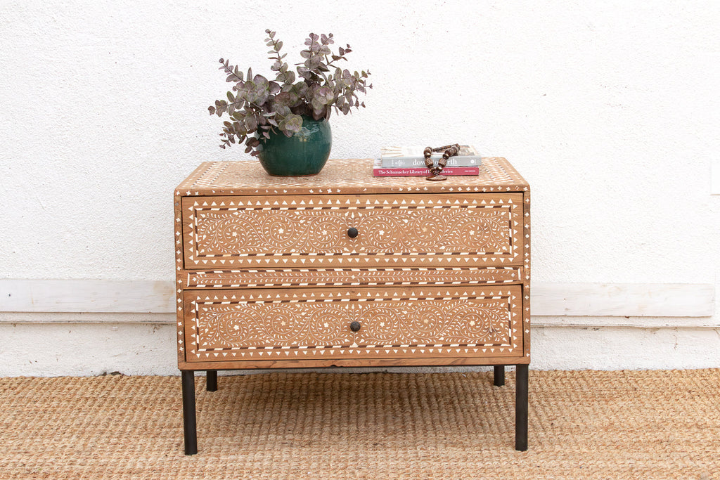 One-Of-A-Kind Heritage Inlay Chest of 2 Drawers