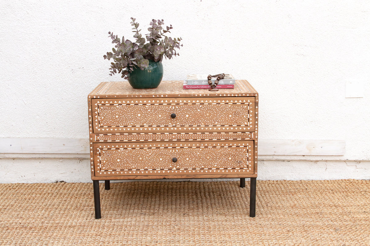 One-Of-A-Kind Heritage Inlay Chest of 2 Drawers