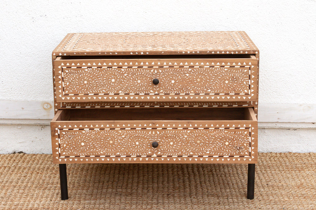 One-Of-A-Kind Heritage Inlay Chest of 2 Drawers