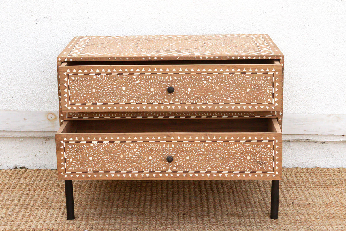 One-Of-A-Kind Heritage Inlay Chest of 2 Drawers