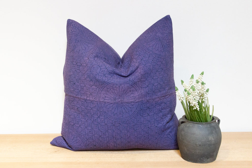 Violet Hand-Stitched Pillow Cover