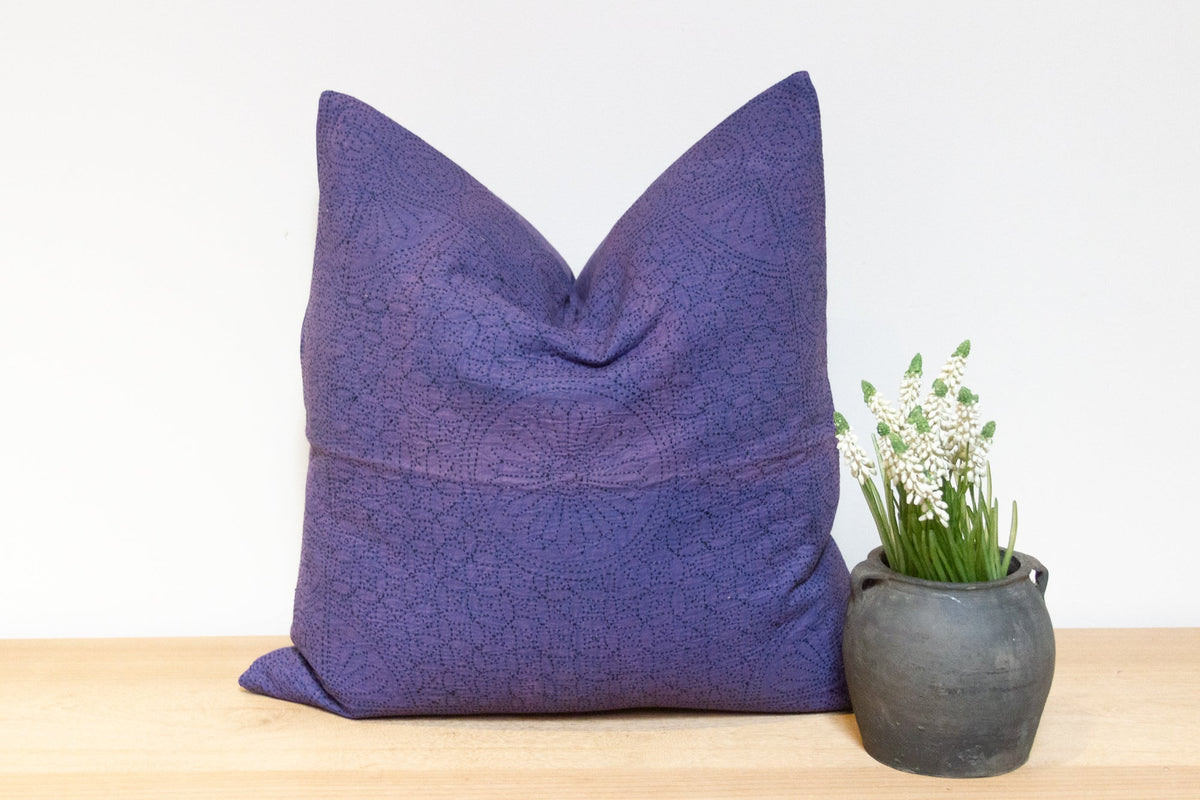 Violet Hand-Stitched Pillow Cover